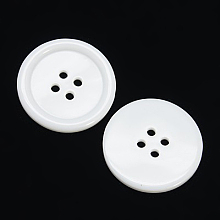 Honeyhandy Resin Buttons, Dyed, Flat Round, White, 30x3mm, Hole: 3mm, 98pcs/bag