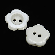 Honeyhandy Resin Buttons, Dyed, Flower, White, 12x2.5mm, Hole: 1mm