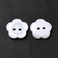 Honeyhandy Resin Buttons, Dyed, Flower, White, 15x3mm, Hole: 1mm