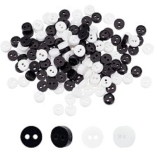 FINGERINSPIRE 800Pcs 6mm Mini Resin Buttons Black & White Resin Buttons with Pattern Round Tiny Buttons Small 2 Holes Buttons Sewing Tools Decorative Button for Doll Clothes Bag DIY Handmade Craft