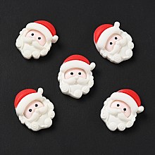 Honeyhandy Opaque Christmas Resin Cabochons, Santa Claus, Red, White, 23x18x7.5mm