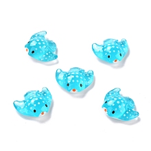 Honeyhandy Transparent Resin Cabochons, Marine Animal Series, Rajiformes/Fish, Cyan, 21.5x25.5x9.5mm