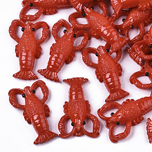 Honeyhandy Resin Pendants, Imitation Food, Langoustine , Red, 49x31.5x13mm, Hole: 2mm