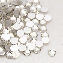 Honeyhandy Glass Flat Back Rhinestone, Grade A, Back Plated, Faceted, Half Round, Crystal, 7.1~7.3mm, about 288pcs/bag