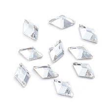 Honeyhandy Glass Rhinestone Cabochons, Flat Back & Back Plated, Faceted, Rhombus, Crystal, 6.5x3.5x2mm