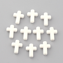 Honeyhandy Opaque Acrylic Beads, Cross, White, 16x12x4.5mm, about 1230pcs/500g