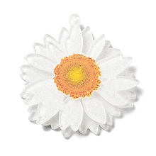 Honeyhandy Printed Transparent Acrylic Pendants, 3D Flower Charms, White, 42.5x40x4mm, Hole: 1.5mm