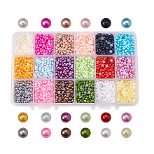 PandaHall Elite Diameter 4mm Multicolor ABS Acrylic Half Round Flat Back Imitation Pearl Cabochon  for Craft DIY Gift Making