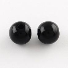 Honeyhandy Round Opaque Acrylic Beads, Black, 8mm, Hole: 2mm, about 1800pcs/500g