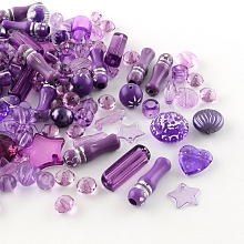 Honeyhandy Acrylic Beads, Mixed Shapes, Purple, 5.5~28x6~20x3~11mm, Hole: 1~5mm