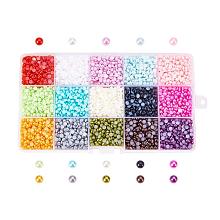 ARRICRAFT 1 Box 15 Colors Flat Back Pearl Cabochon 4mm Half Round Gem Scrapbook Craft, About 9000pcs/box