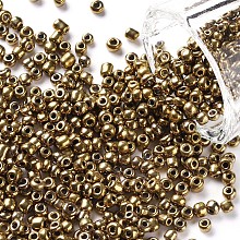 Honeyhandy 8/0 Glass Seed Beads, Metallic Colours, Coconut Brown, 3mm, Hole: 1mm, about 10000pcs/pound