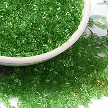 Transparent Glass Seed Beads, Hexagon(Two Cut), Dark Green, 2x1.5mm, Hole: 0.9mm