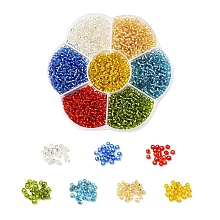 ARRICRAFT 7 Colors Glass Round Seed Beads, Silver Lined Round Hole Beads, Small Craft Beads, for DIY Jewelry Making, Mixed Color, 8/0, 3mm, Hole: 1mm, about 200pcs/color, 1400pcs/box