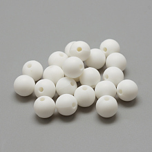 Honeyhandy Food Grade Eco-Friendly Silicone Beads, Chewing Beads For Teethers, DIY Nursing Necklaces Making, Round, White, 14~15mm, Hole: 2mm