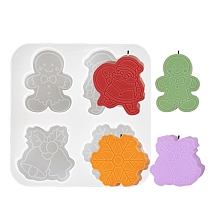 Christmas Theme DIY Silicone Candle Molds, Resin Casting Molds, For UV Resin, Epoxy Resin Jewelry Making, Gingerbread Man, 111x109x21mm, Inner Diameter: 40~47x40~49mm