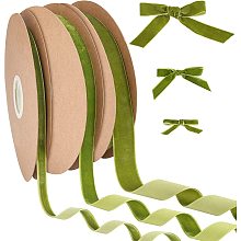 ARRICRAFT 60 Yards 3 Styles Single Side Velvet Ribbon, Polyester Satin Ribbon Roll Trim Spool Single Face Ribbon for Wedding Gift Wrapping Hair Bows Flower Arranging Home Decorating (Green Series)