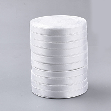 Honeyhandy Single Face Polyester Satin Ribbon, White, 3/8 inch(10mm), about 250yards/group(228.6m/group), 10Rolls/Group