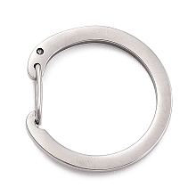 Honeyhandy 304 Stainless Steel Push Gate Snap Key Clasps, Manual Polishing, Round Ring, Stainless Steel Color, 25x24x5mm, Inner Diameter: 20x18.5mm