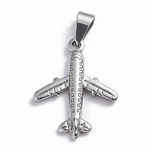 Honeyhandy 201 Stainless Steel Pendants, Plane, Stainless Steel Color, 25.5x20.5x2.5mm, Hole: 3.5x6.5mm