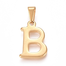 Honeyhandy 304 Stainless Steel Pendants, Golden, Initial Letter.B, 20x13x1.8mm, Hole: 3x7mm