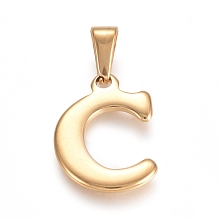 Honeyhandy 304 Stainless Steel Pendants, Golden, Initial Letter.C, 19.5x14x1.8mm, Hole: 3x7mm