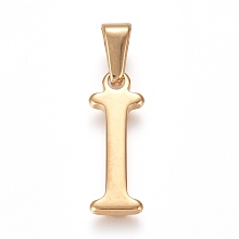 Honeyhandy 304 Stainless Steel Pendants, Golden, Initial Letter.I, 21x7x1.8mm, Hole: 3x7mm