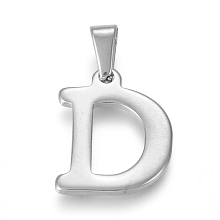 Honeyhandy 304 Stainless Steel Pendants, Stainless Steel Color, Initial Letter.D, 20x16x1.8mm, Hole: 3x7mm