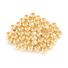 Honeyhandy 304 Stainless Steel Beads, Hollow Round, Golden, 4x3.5mm, Hole: 1.6mm, about 500pcs/bag