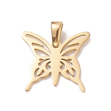 Honeyhandy 304 Stainless Steel Pendants, Butterfly, Golden, 16x18x1mm, Hole: 7x3.5mm