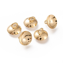 Honeyhandy 201 Stainless Steel Bead Cap Pendant Bails,  for Globe Glass Bubble Cover Pendant Making, Half Round, Real 24k Gold Plated, 10x7mm, Hole: 2.8mm