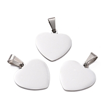 Honeyhandy 304 Stainless Steel Stamping Blank Tag Pendants, Heart, Stainless Steel Color, 24x25x1.5mm, Hole: 7x4mm