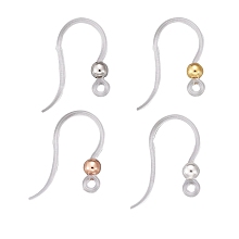 Honeyhandy 48Pcs 4 Color Eco-Friendly Plastic Earring Hooks, with Horizontal Loop, with 304 Stainless Steel Beads, Round, Mixed Color, 15.5x8x0.7mm, Hole: 1.2mm, Pin: 0.5mm, 12pcs/color