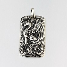 Honeyhandy Rectangle with Dragon 304 Stainless Steel Pendants, Antique Silver, 48x26x6mm, Hole: 10x3.5mm