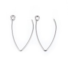 304 Stainless Steel Earring Hooks, Ear Wire, Stainless Steel Color, 30x18x0.8mm, Hole: 2.5mm