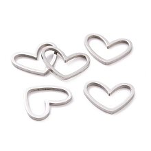 Honeyhandy 201 Stainless Steel Linking Rings, Laser Cut, Asymmetrical Heart, Stainless Steel Color, 10.5x13x1mm.