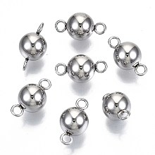 Honeyhandy Tarnish Resistant 201 Stainless Steel Links Connectors, Round, Stainless Steel Color, 14.5x7.5mm, Hole: 2mm