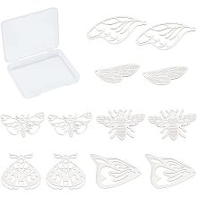 SUNNYCLUE 1 Box 12Pcs 6 Styles Insect Charm Stainless Steel Butterfly Wing Bee Flying Animal Pendants Hollow Open Bezel for Jewelry Making Charms DIY Resin Bracelets Crafts Supplies, Silver