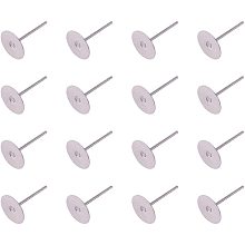 Pandahall Elite 500 Pairs (1000pcs) Stainless Steel Flat Pad Earrings Blank Earring Pin Studs Post Ear Studs Findings for Earring Making - Stainless Steel Color