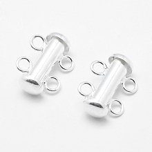 Honeyhandy Sterling Silver Slide Lock Clasps, Carved 925 Silver, 15x11x6mm, Hole: 2mm