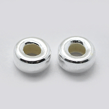 Honeyhandy 925 Sterling Silver Spacer Beads, Rondelle, Silver, 5x3mm, Hole: 2.5mm, about 30pcs/5g