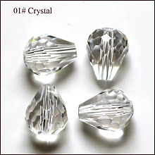 Honeyhandy Imitation Austrian Crystal Beads, Grade AAA, Faceted, Drop, Clear, 10x12mm, Hole: 0.9~1.5mm