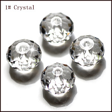 Honeyhandy Imitation Austrian Crystal Beads, Grade AAA, Faceted, Rondelle, Clear, 10x7mm, Hole: 0.9~1mm