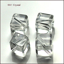 Honeyhandy Imitation Austrian Crystal Beads, Grade AAA, Faceted, Cube, Clear, 7x8.5x8.5mm, Hole: 0.9~1mm