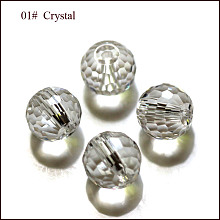 Honeyhandy Imitation Austrian Crystal Beads, Grade AAA, Faceted, Round, Clear, 10mm, Hole: 0.9~1mm