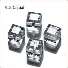 Honeyhandy Imitation Austrian Crystal Beads, Grade AAA, Faceted, Cube, Clear, 8x8x8mm(size within the error range of 0.5~1mm), Hole: 0.9~1.6mm