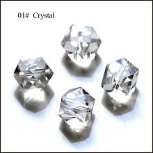 Honeyhandy Imitation Austrian Crystal Beads, Grade AAA, Faceted, Cornerless Cube Beads, Clear, 4x4x4mm, Hole: 0.7~0.9mm