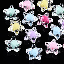 Arricraft Transparent Acrylic Beads, Bead in Bead, Star, Mixed Color, 11x11.5x7mm, Hole: 2mm, about 1280pcs/500g