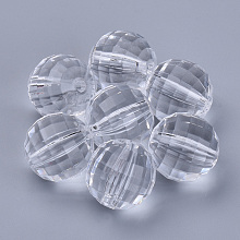 Honeyhandy Transparent Acrylic Beads, Faceted, Round, Clear, 21.5x21mm, Hole: 3.5mm, about 80pcs/500g