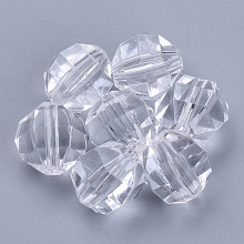 Honeyhandy Transparent Acrylic Beads, Faceted, Round, Clear, 8x7mm, Hole: 1.5mm, about 1920pcs/500g